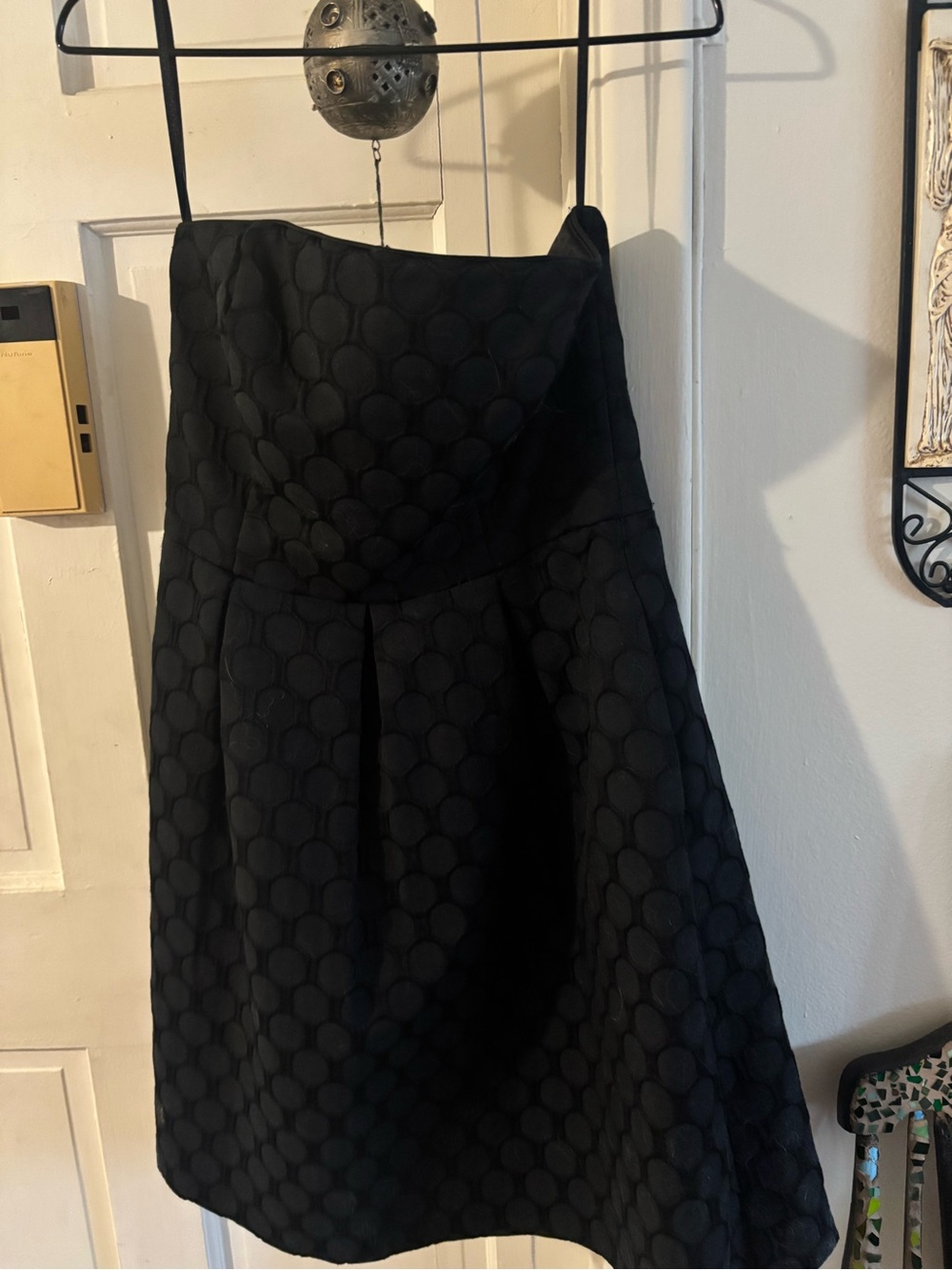Strapless White House Black Market Black Strapless Textured A-Line Dress